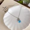 Exquisite Blue Starfish Shell Pendant Necklaces for Women Girls Vacation Style Artificial Crystal Beaded Necklaces Jewelry Gifts