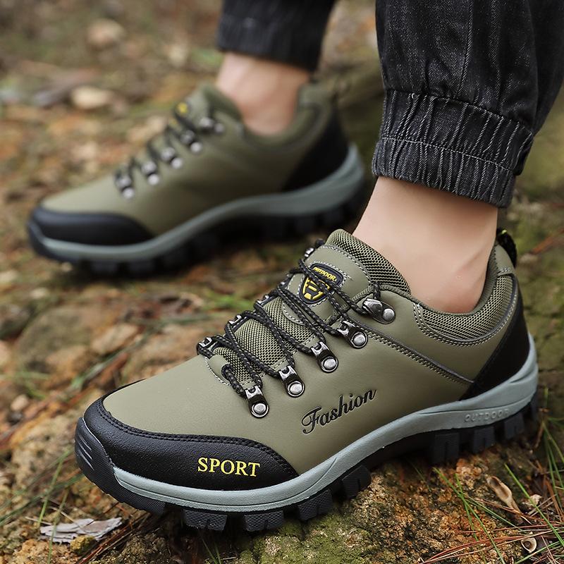 Men's Casual Shoes Outdoor Hiking Shoes Wear-resistant Non-slip Low-top Leather Surface Waterproof Off-road Hiking Shoes Men