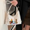 Dopamine Puppy Embroidery Shoulder Bag Y2k Cartoon Handbag Versatile Polka Dot Tote Bag  Girls