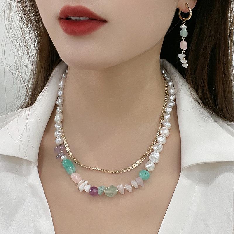 Kenjie Double Layer Beaded Necklace Set - Women's Designer European & American Style