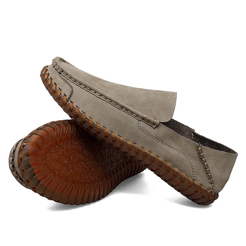 Large Size 48 Spring and Autumn Breathable Casual Beef Tendon Sole Driving One Pedal Doudou Shoes Soft Sole Leather Handmade Men's Shoes