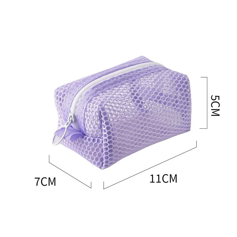 Square Mesh Cosmetic Bag Mini Coin Purse Portable Square Cosmetic Storage Bag With Zipper Multi-Purpose Sundries Bag