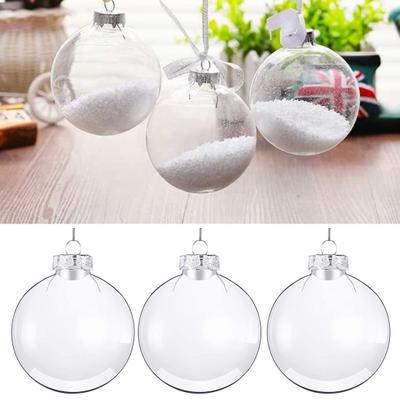 2ks 6/8/10CM čirá vánoční koule plnitelná nerozbitná opakovaně použitelná sváteční dekorace vánoční ozdoba na vánoční stromeček s přívěskem s přívěskem na párty dárky