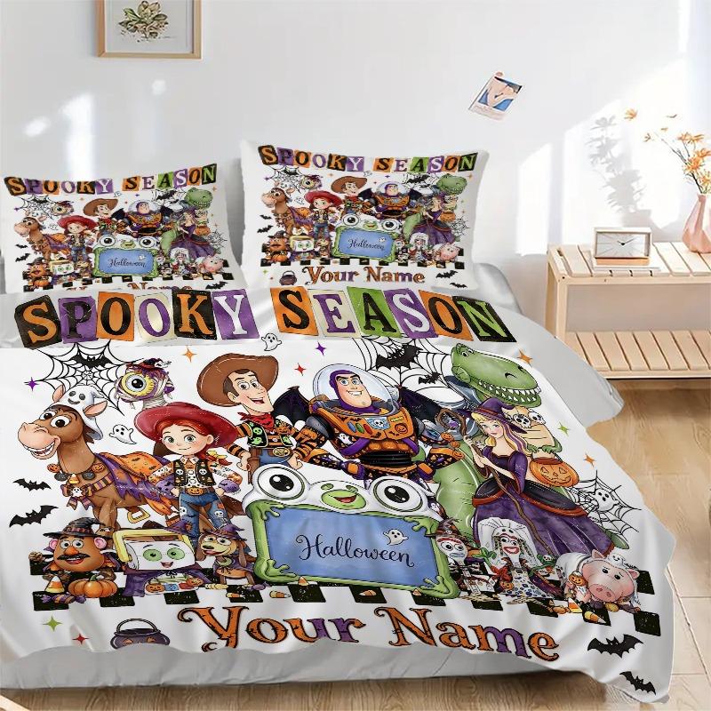 Custom 3pcs Spooky Halloween Season Bedding Sets For All Sizes New 84D Printed Bed Cover Comforter Duvet Cover Pillowcase Bedroom Decoration