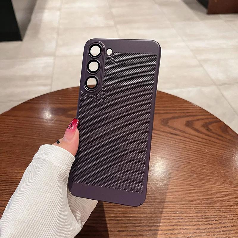 

Дышащий охлаждающий чехол для отвода тепла для Samsung Galaxy S25 S24 UItra S23 S22 S21 Plus PC Жесткая задняя крышка For Galaxy S22 темно-фиолетового