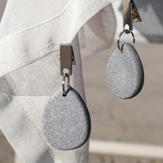 Marble Tablecloth Weight with Metal Clip, Teardrop Shape Table Cover Weight, Outdoor Party Picnic Dinner Tablecover Pendant Stone