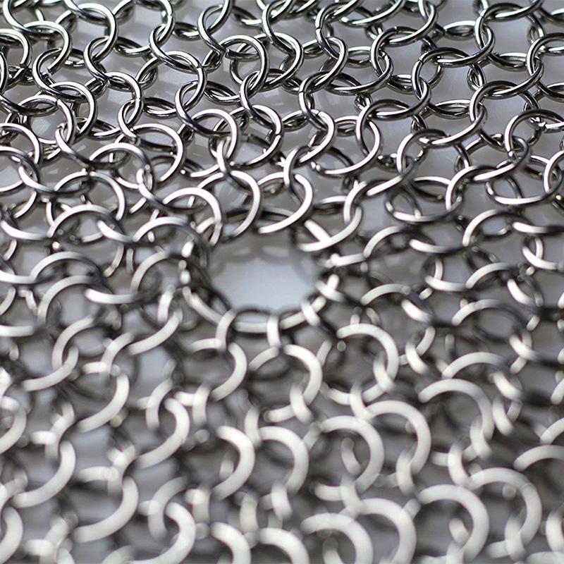 Stainless Steel Kitchenware Cleaner Cast Iron Cleaner Chainmail Scrubber Silvery