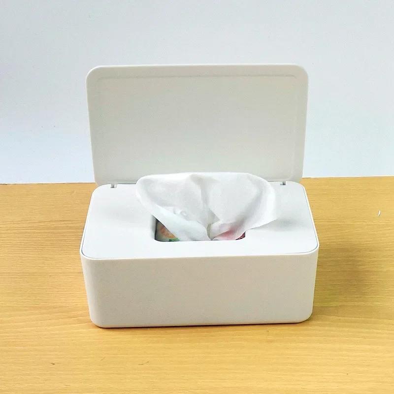Home Desktop Portable Wet Wipes Dustproof Storage Box with Lid Tissue Dispenser