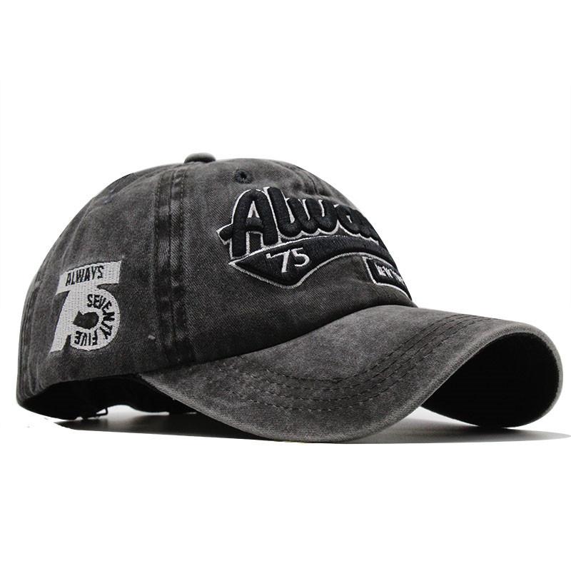 75 Number Embroidery Curved Brim Breathable UV Protection Sun Protection Cotton Baseball Cap for Couples Hip Hop