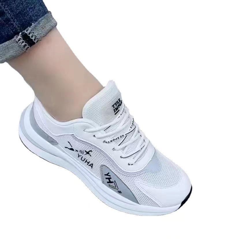 Mesh sports and leisure shoes 2025 new Korean version of fly-woven breathable soft-soled dad shoes foreign trade women's shoes