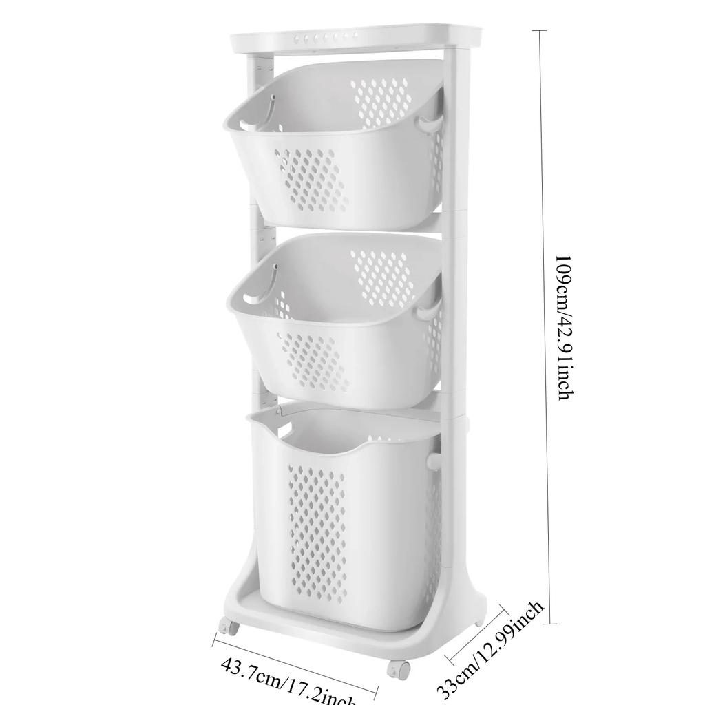 For Hanging Laundry Baskets – Vertical Organizer with Large & Small Baskets for Towels, Clothes, Toiletries