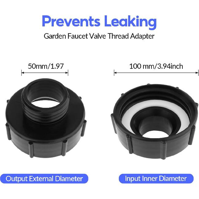 IBC Tote Adapter, IBC Tank Fitting,Garden Hose Adapter,3 Inch 100mm To 2 Inch 50mm, Easy To Install