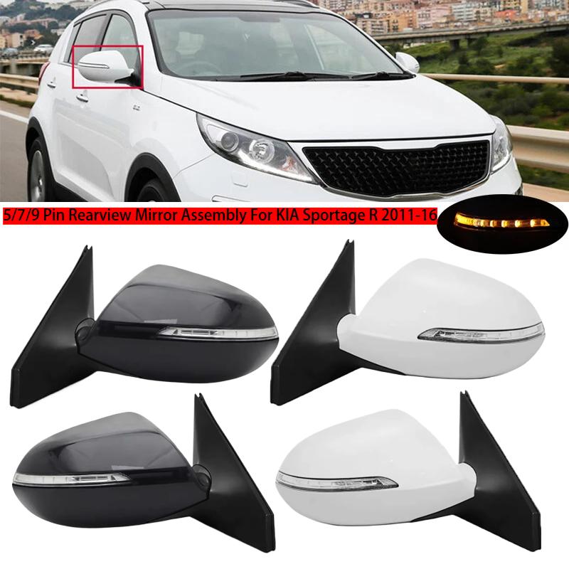 5/7/9 Pin Car Left Right Side Rearview Mirror Assembly with Turn Signal Light for Kia Sportage R 2011-2016