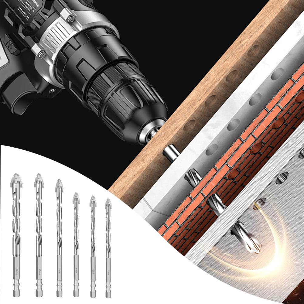 6PCS 4-Blade Saw Tooth Eccentric Drill Bit High-Strength Alloy Twist Drill Bit 4/5/6/8/10/12mm Rotary Tool Accessory Hand Tools