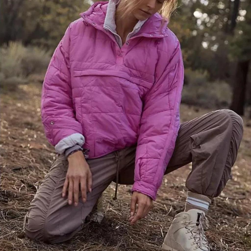 VAYLA Women's Solid Color Long Sleeve Loose Casual Hooded Cotton Jacket