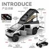 1:24 Cybertruck Camping Pickup With Motorcycle SUV Off Road Alloy Car Diecast Model Collect Hobby Display Ornaments Children Toy