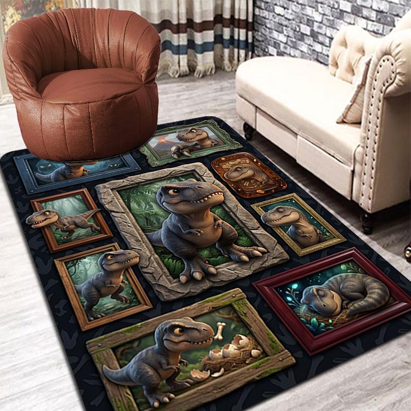 Dinosaur Collection Pattern Rug Floor Mat for Living Room or Bedroom Soft and Comfortable Carpet a Gift for Birthday and Holiday.