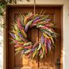 Realistic Simulated Wheat Wreath Fall Harvest Festival Wreath For Front Door Mantels Porch Garden Display And Thanksgiving Party Centerpieces