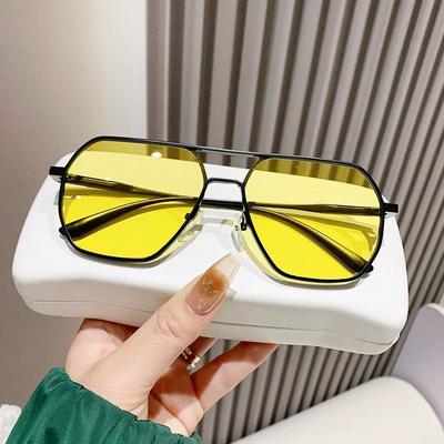 New Metal Double Beam Pochromic Sunglasses for Men Drive Night Vision Glasses Fashion Shade for Men Women