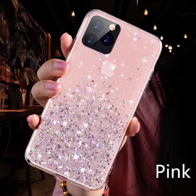 Bling Glitter Phone Case For Iphone 11 12 Pro Max Xr Xs Max X 7 8 6s Plus Soft Silicone Transparent Back Cover For Iphone 13pro