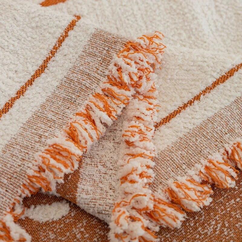Printed Chenille Sofa Cover Plush Tassel Blanket Universal Anti-Cat Scratch Couch Towel for Living Room Decor