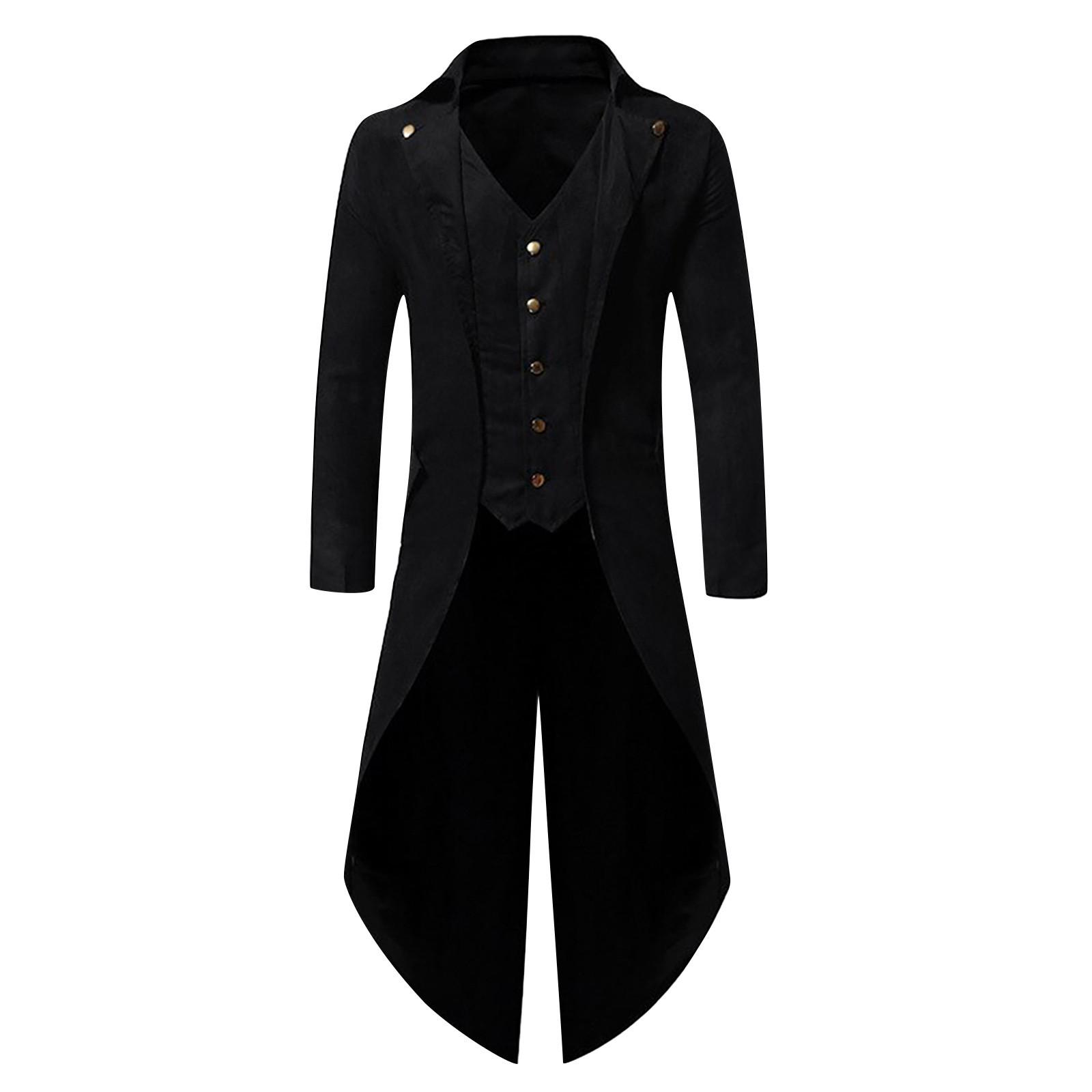 

Мужская мода на Хэллоуин, фрак, куртка, готическая униформа, костюм, верхняя одежда, пальто XL чёрный