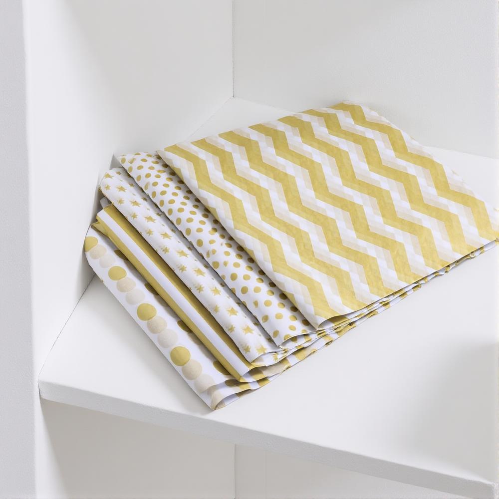 20pcs 50*35cm Tissue Paper Golden Star Polka Dot Wave Print DIY Craft Flowers Gifts Packing Paper Wedding Party Decorative Paper