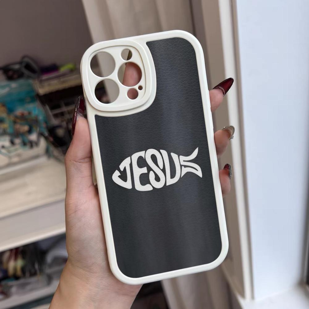 

Fish Symbol Jesus Christ Christian Phone Case For Iphone 15 14 12 13 Pro Max 11 Mini X Xr Xs 7 8 Puls Lambskin Silicone Cover iPhone15 Pro