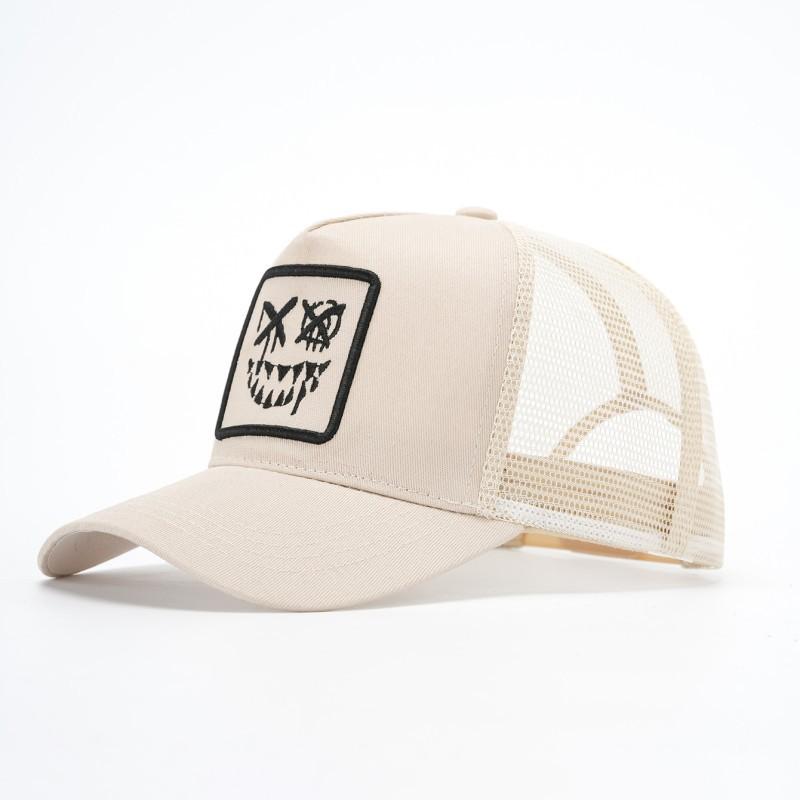 Xx Smiley Summer Breathable Mesh Cap Embroidered Baseball Cap Expression Patch Truck Driver Cap Cap
