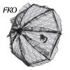 Mesh Splicing Lace Umbrella Vintage Gothic Umbrella, Black Bridal Parasol for Halloween Rainproof Witch Cosplay, Wedding Decoration, Stage Performance