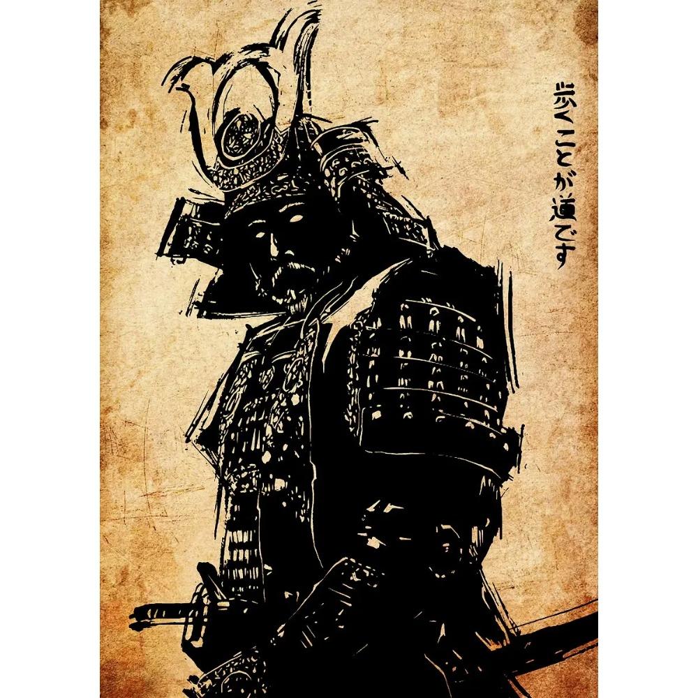 Japanese Silhouette Samurai Art Red Sun Koi Fish Posters Bamboo Modern Prints Canvas Wall Art Pictures Home Living Room Decor