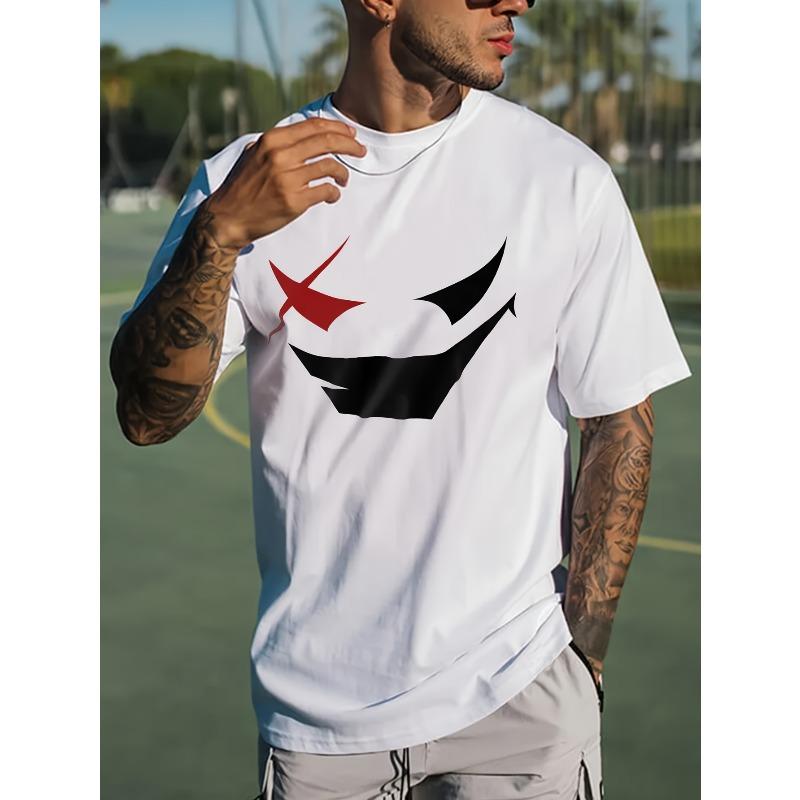 

Мужская летняя футболка с принтом, короткий рукав, европейский размер S белый
