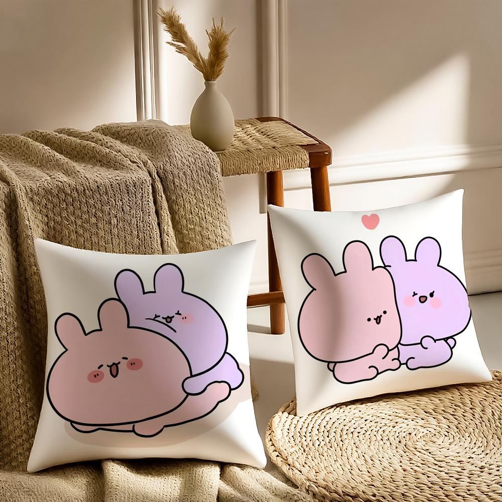 Asamimichaan Asleep Cute Asamimi Cushion Cover Silky Short Plush With Invisible Zipper Dustproof Sofa Pillow Case For Home Decor