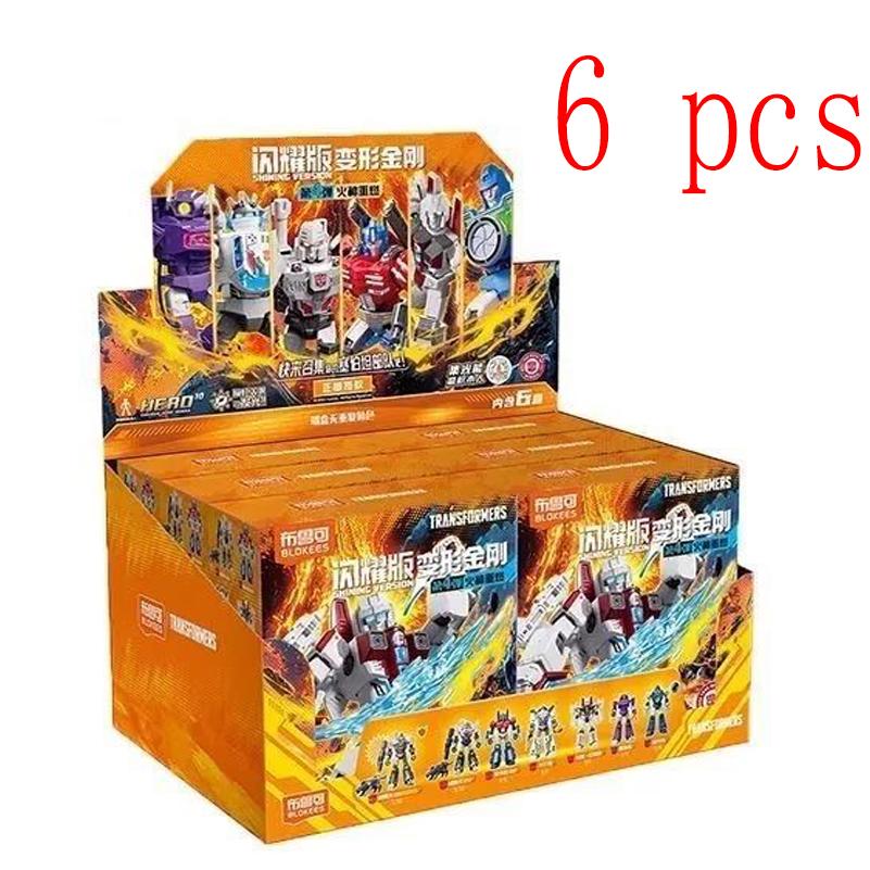 New Blokees Transformation Defender Version Blind Box Rodimus Prime Hot Rod Grimlock Dinobots Blitzwing Action Figures Gifts 4 Poseable Articulated