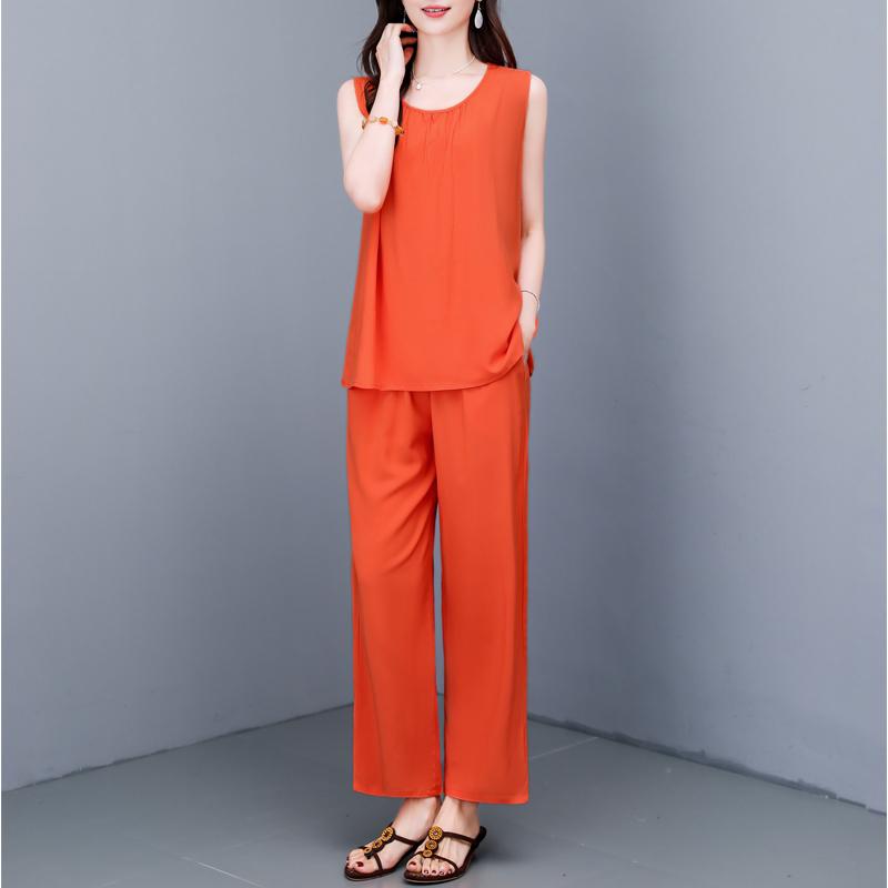 Summer Two Piece Set for Women Clothes Sleeveless Plus Size Elegant Casual Pants Sets