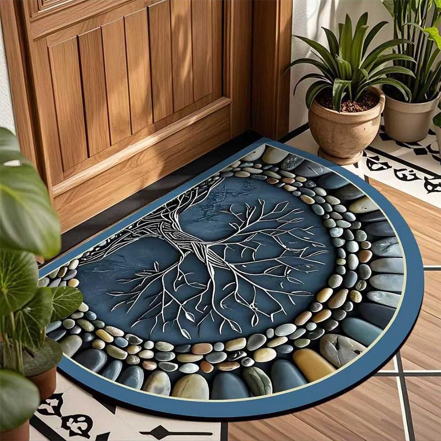 Retro American Semicircle Dirt-Resistant Easy-Clean Crystal Velvet Doormat