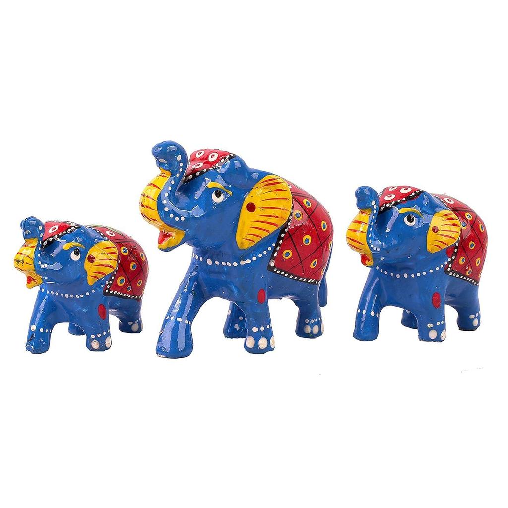 Paper Mache Elephant Showpiece for Enhance Home Decor - Blue Showpiece Gift Purpose Showpiece for Home Décor and Gift Purpose