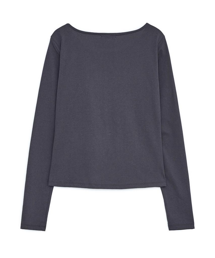 HUG YOUR SKIN Mellow Print Long Sleeve Tee (Charcoal)