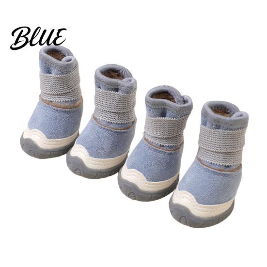 Durable Pet Footwear for Snowy Roads 4Pcs Dog Snow Boots Fleece Lined Winter Booties Anti-Skid Warm Indoor Shoes Small Dogs Paw Protectors