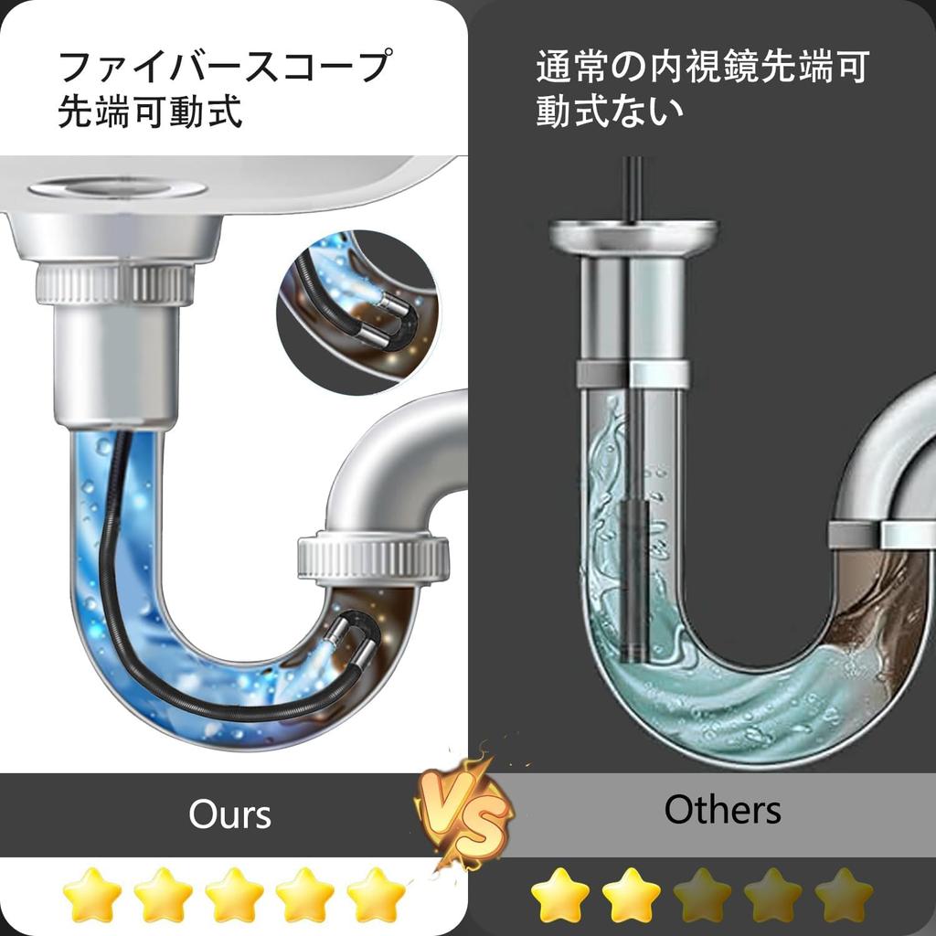 Fiberscope with Movable 1080P Image Snake 6 LED 4 Brightness IP67 Scope Inspection Tool for Video Recording and Photo Compatible with 1M [Brand] Tip,