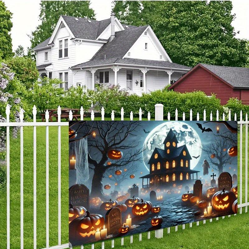 1 Background Banner Halloween Haunted House Pumpkin Scene Background Cloth Wall Decoration