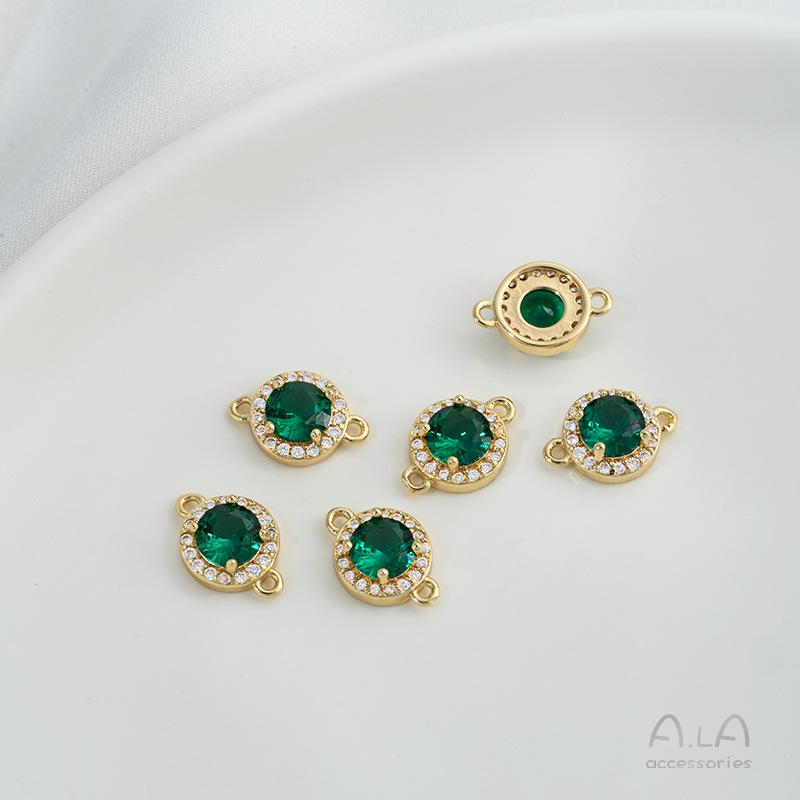 14K Gold-Filled Emerald Olive Green Zircon Geometric Double Hoop Jewelry Accessory