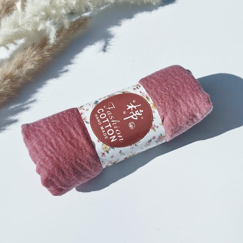 62-122 Colors Crinkle Cotton Underscarf Pleated Pompom Plain Hijab With Tassels Islamic Turban Warp