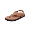 Cowhide version, minimalist temperament flip-flops retro toe flat bottom niche Roman style sandals women's summer new models