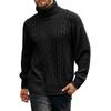 Mens Turtleneck Sweater Pullover Twisted Pattern Casual Loose Fit Thick Winter Long Sleeve Cable Knit Sweaters