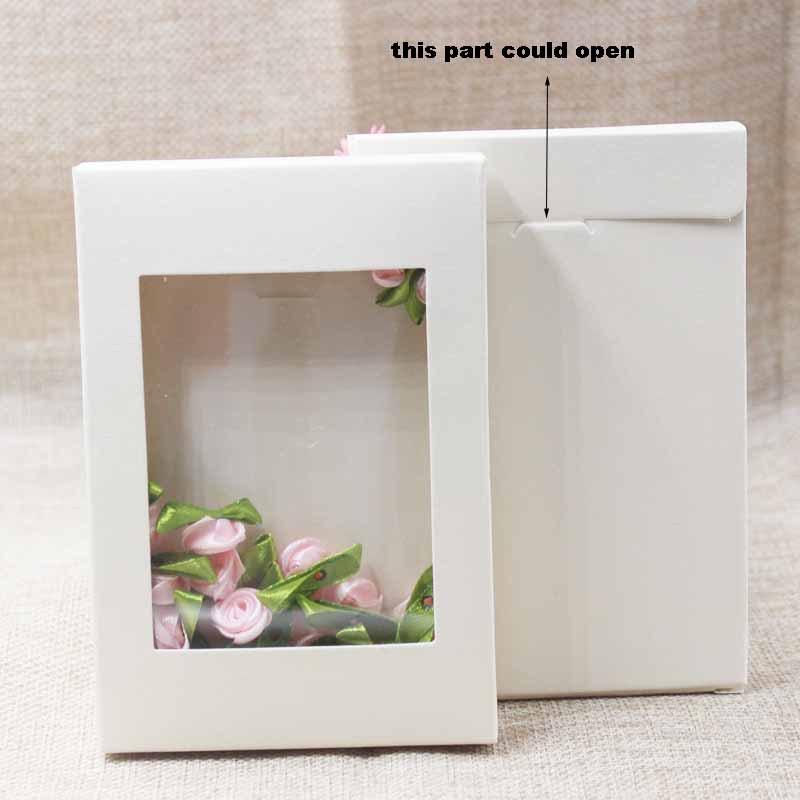 10pcs Mixed Color Kraft Paper Box Romantic Wedding Transparent Window Gift Box Candy Chocolate Biscuit Packaging