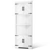 68" Corner Storage Cabinet with 4 Wooden Doors & Adjustable Shelves White