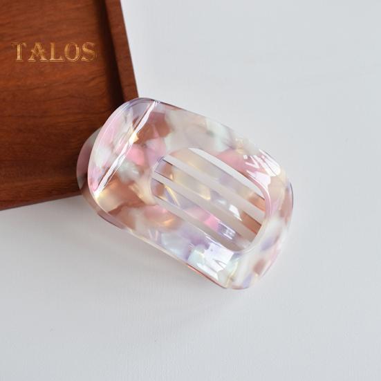 Haarklammer für Damen, flach, runde Form, starker Griff, biegbare Zähne, gebogenes Design, Haarspange am Hinterkopf, großer Clip, Haar-Accessoire