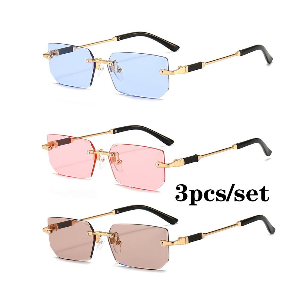 Ochelari de Soare la Modă Dreptunghiulari Fără Ramă Populari Femei Bărbați Nuanțe Ochelari de Soare Pătrați Mici Pentru Femei Bărbați Vară Călătorii Oculos