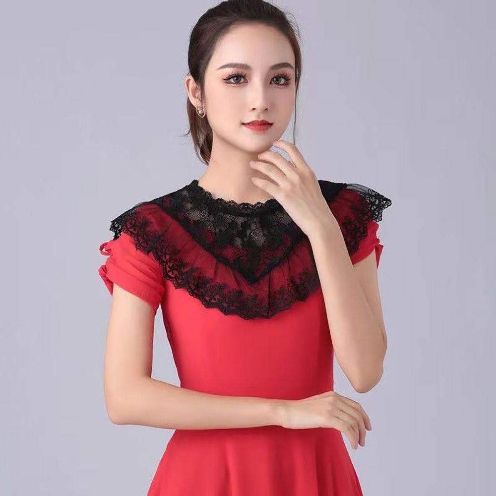 Shawl Wrap Decoration Lace Fake Collar Black White DIY Lapel Half Shirt Adjust Clothes Women Girls
